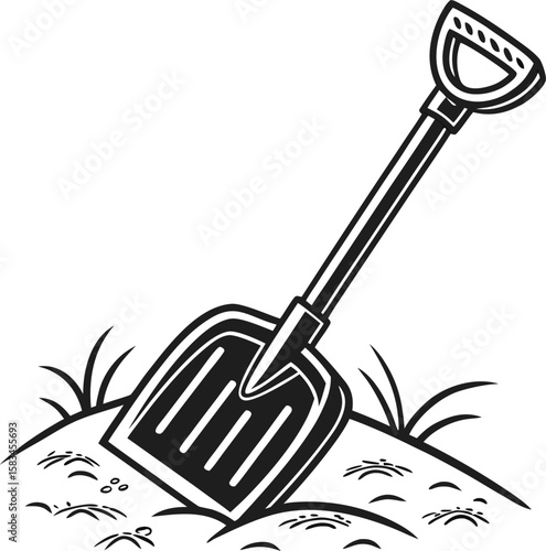 Here's a concise description:

Isolated gardening tools, including a blue plastic shovel and spade with a clean handle, for digging and garden work