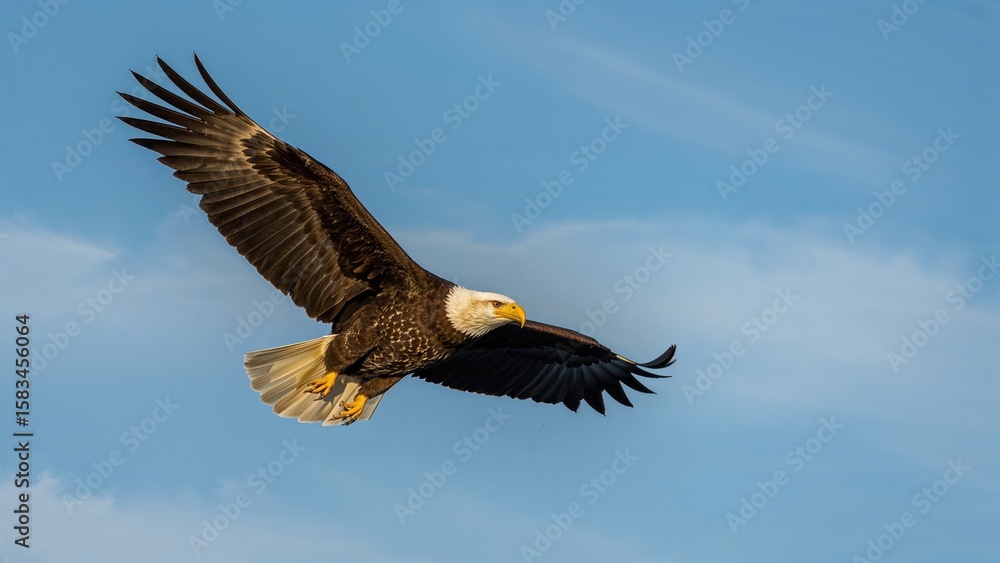 Fototapeta premium Powerful raptor gliding above natural landscapes