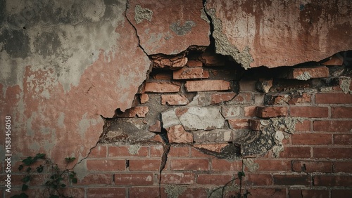 A crumbling brick barrier worn down by years