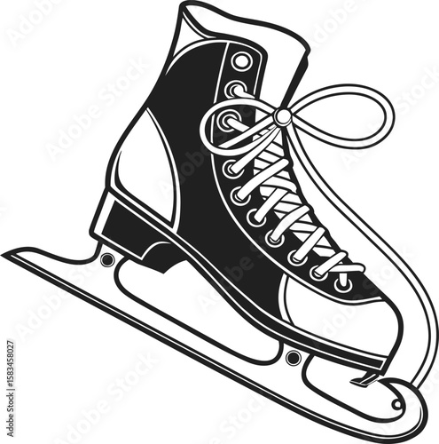 Here's a concise description:

Isolated vector illustration of a pair of winter ice skates with blades and laces, perfect for sport and fashion