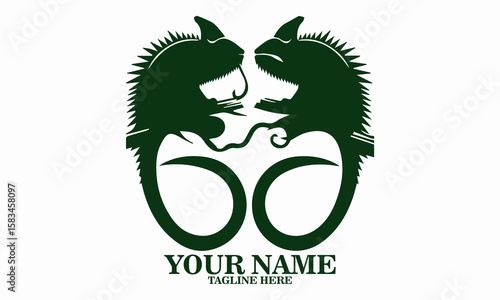 Illustration vector a chameleon flicking its tongue, chameleon flicking its tongue icon design, chameleon flicking its tongue logo art