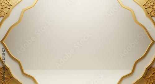 Elegant Islamic Floral Background with Golden Corner Ornaments on Beige Gradient