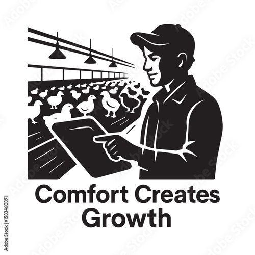 Chicken House farm– Comfort Creates Growth Vector