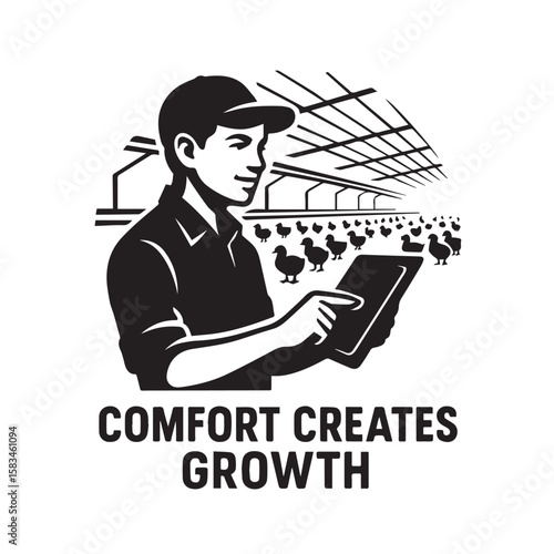 Chicken House farm– Comfort Creates Growth Vector