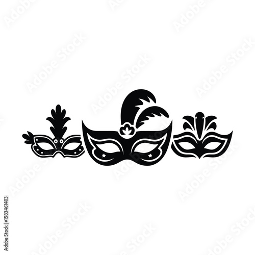 Mardi Gras masks vector silhouette