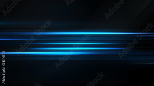 Abstract background with blue gradient light streaks on black glowing blurred motion effect glowing horizontal lines
