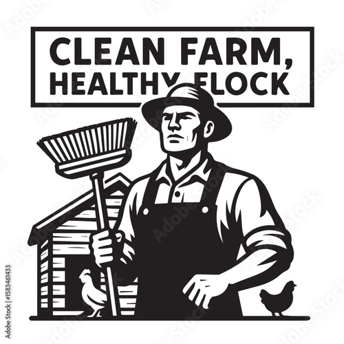 Poultry House Farmer – Clean Farm Healthy Flock Vector