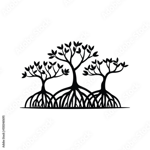 Mangrove trees vector silhouette