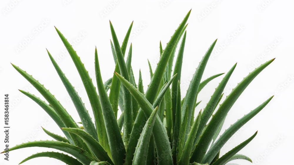 Fototapeta premium Aloe vera foliage casting a shadow on the backdrop