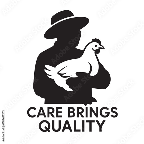 Broiler Farmer Holding Chicken – Care Brings Quality Vector