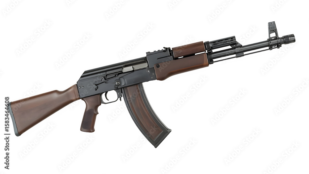 Isolated AK-47 Assault Rifle with Magazine – Transparent PNG Side View Isolated AK-47 Assault Rifle with Magazine – Transparent PNG Side View