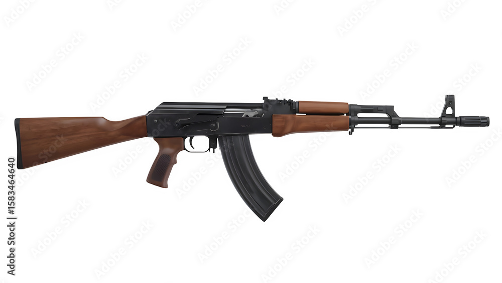 Isolated AK-47 Assault Rifle with Magazine – Transparent PNG Side View Isolated AK-47 Assault Rifle with Magazine – Transparent PNG Side View