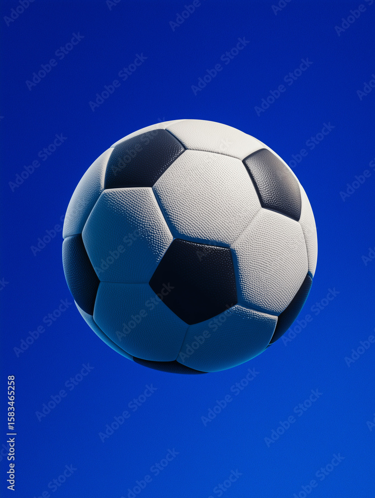 Fototapeta premium soccer ball isolated on royal blue background, digital illustration