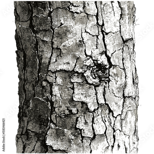 Etched pine bark texture, vintage forest pattern, hand-drawn tree trunk sketch, antique wood surface, retro engraving texture, engraved art, vector illustration, nature background.