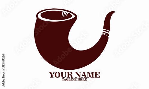 Traditional Jewish shofar horn in curved shape icon. Traditional Jewish shofar vector illustration, traditional Jewish shofar logo art