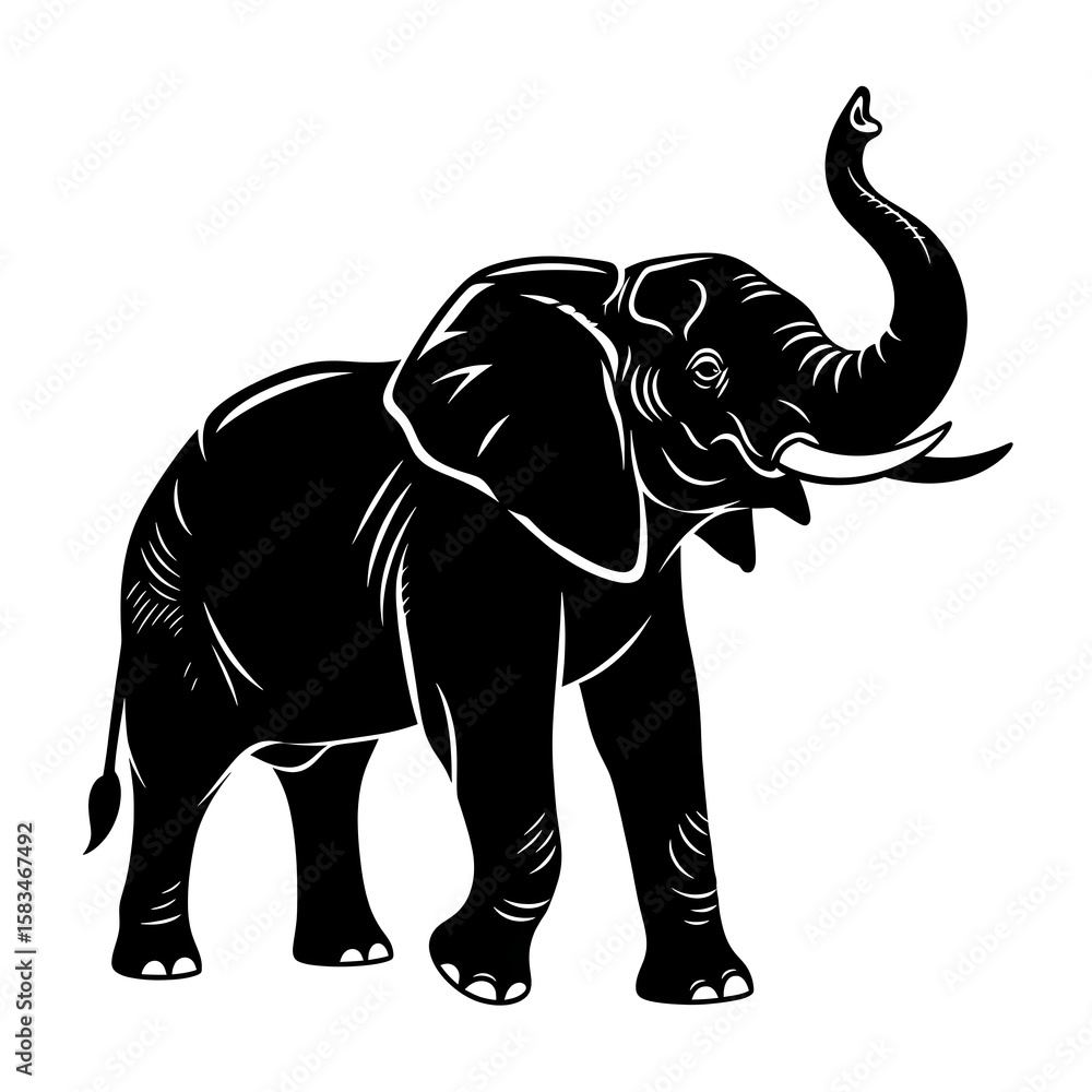 Obraz premium African Elephant Silhouette: Powerful Mammal Graphic