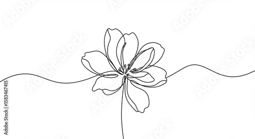 Fleur minimaliste dessin ligne simple elegance subtile. AI Generated