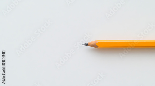 Sharpened pencil on white: Minimalist stationery. Perfect for creative concepts and design needs. Represents precision and focus.