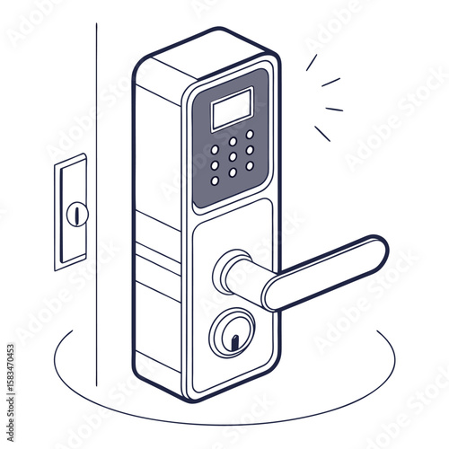 smart door lock with keyless entry, isolated on a clean white background, secure home access.