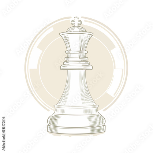 Chess King Piece Illustration with Circle Element for Strategy, Games and Design