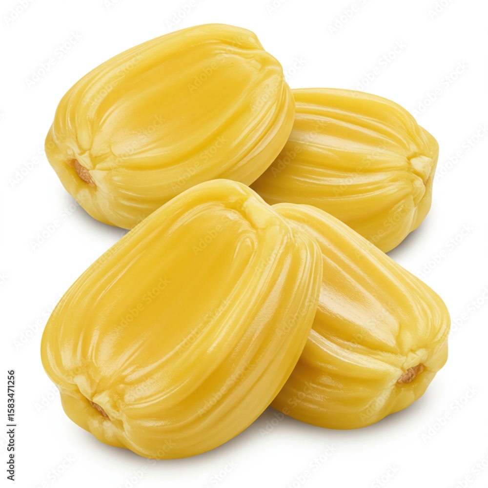 Premium Jackfruit Segments Isolated on White: Ready to Eat, High-Detail 8K Visuals. Premium Jackfruit Segments Isolated on White: Ready to Eat, High-Detail 8K Visuals.