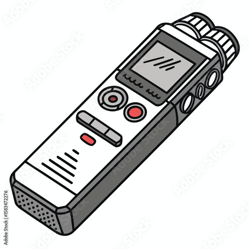 high quality audio voice recorder on a clean white background, portable sound device.