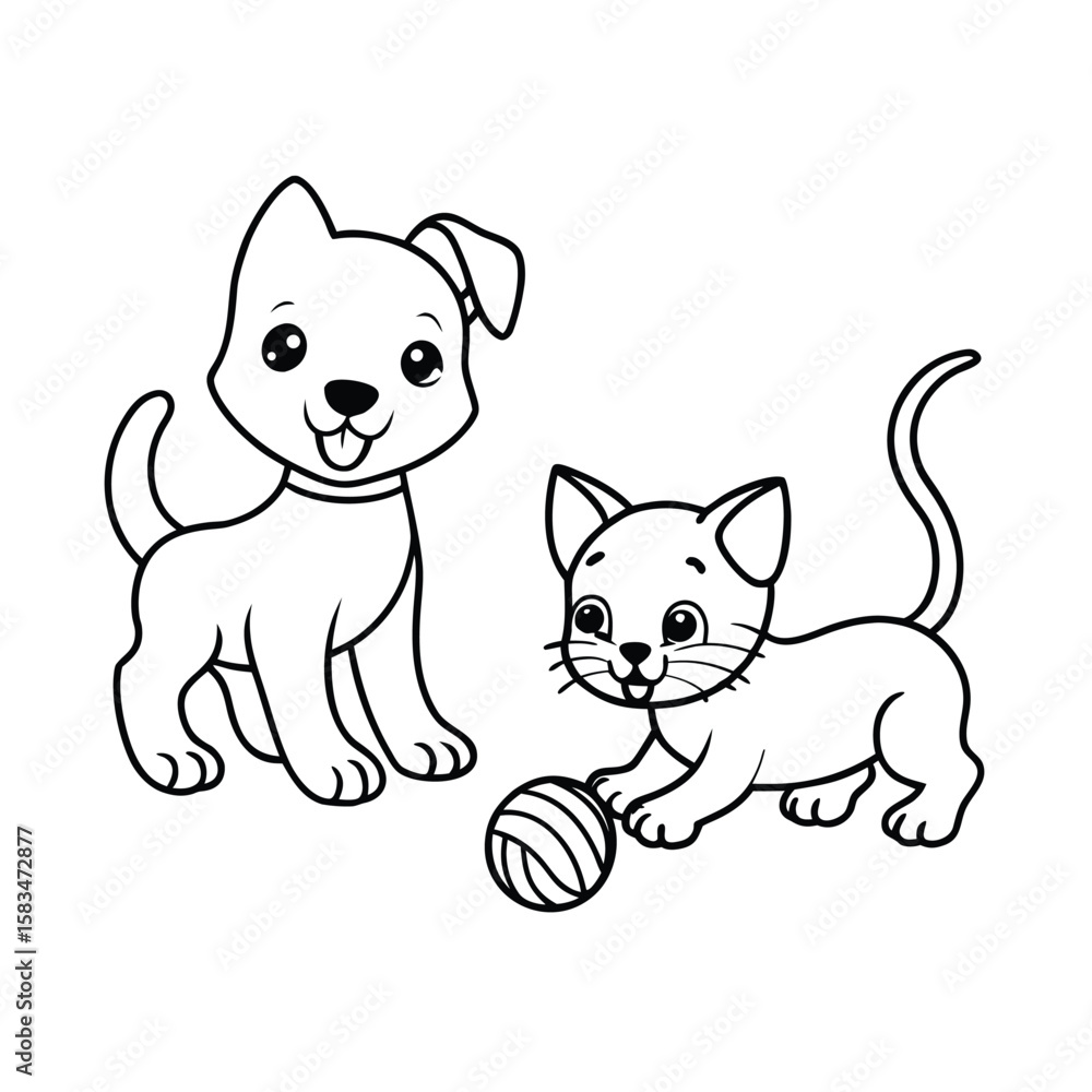 Obraz premium Puppy kitten play