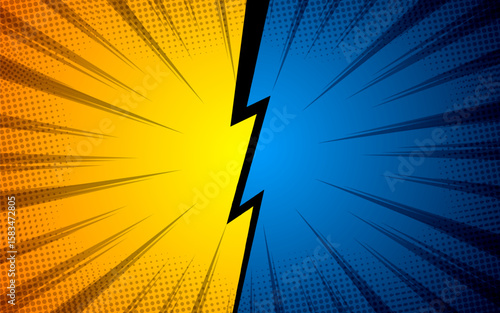Comic cartoon background design versus fight. vector illustration.
