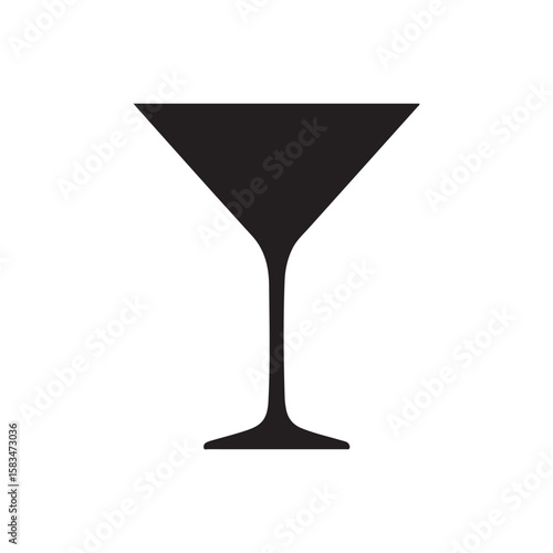 Martini glass silhouette icon vector flat illustration on white background.