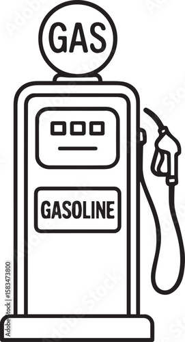 Retro gas station pump line art vector 