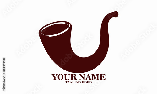 Traditional Jewish shofar horn in curved shape icon. Traditional Jewish shofar vector illustration, traditional Jewish shofar logo art