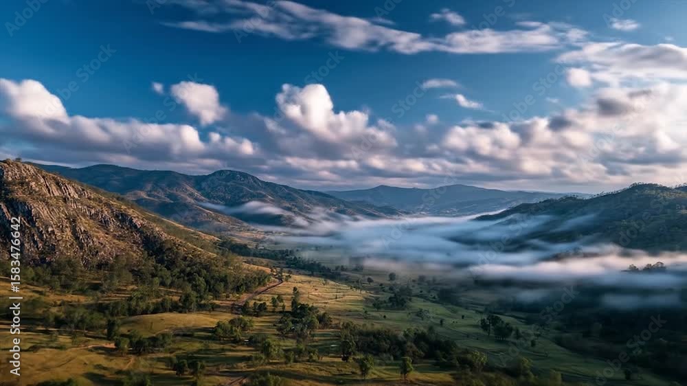 Misty Mountain Valley Sunrise.