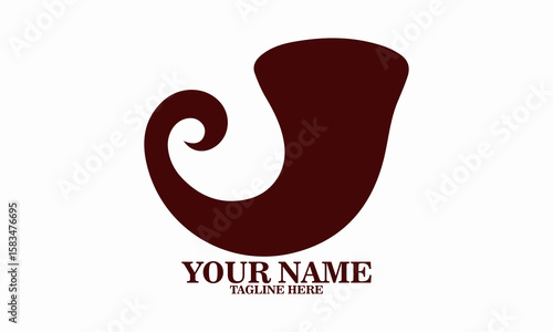 Traditional Jewish shofar horn in curved shape icon. Traditional Jewish shofar vector illustration, traditional Jewish shofar logo art