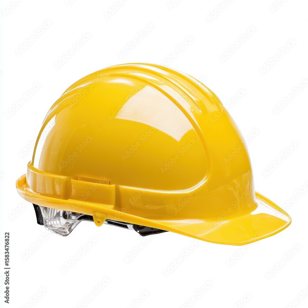 Fototapeta premium A yellow hard hat with a white background