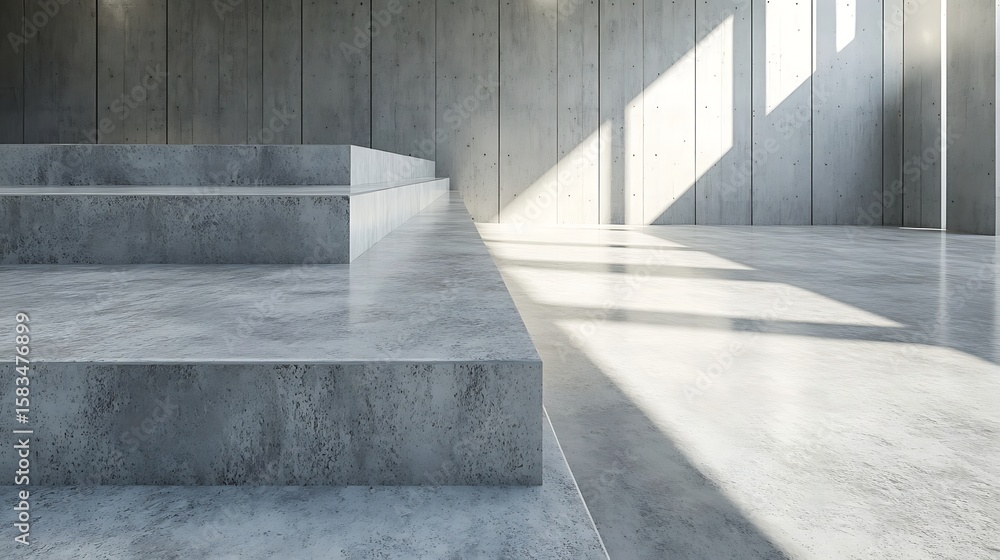Fototapeta premium Modern concrete steps in a minimalist space
