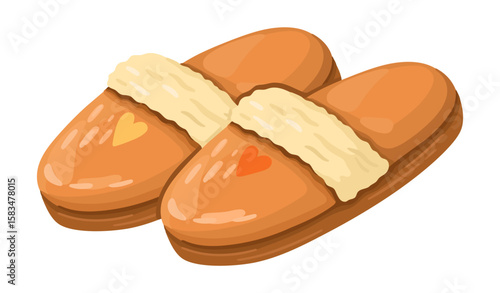 Cozy home slippers drawing. Vector.
