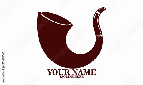 Traditional Jewish shofar horn in curved shape icon. Traditional Jewish shofar vector illustration, traditional Jewish shofar logo art