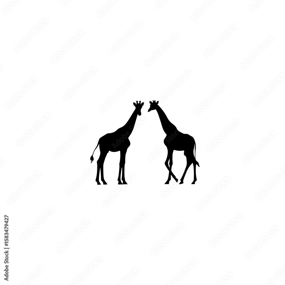 Obraz premium Giraffe silhouette vector. Giraffe flat icon silhouette vector art illustration on a white background 