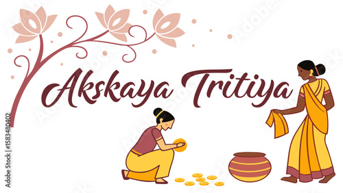 Celebrating Akshaya Tritiya with traditional women collecting gold coins.