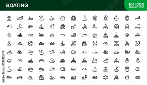 Boating Modern Professional Line Icon Collection Featuring Clean Minimal Design
