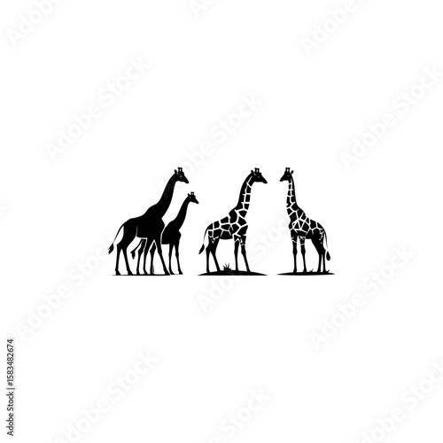 Silhouette icon of a giraffe isolated on a white background 