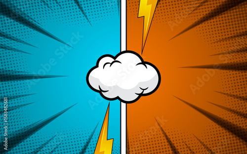 Comic cartoon versus with speech bubble background template. vector illustration.