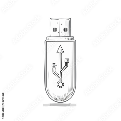 USB flash drive illustration data storage device computer accessory memory stick icon digital transfer technology
