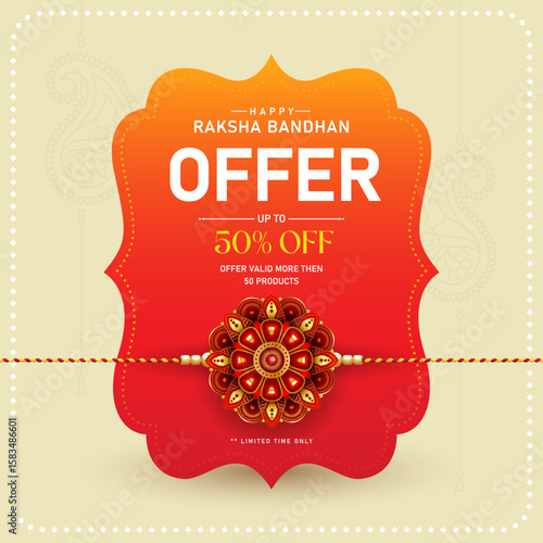 Raksha Bandhan Festival Offer Banner Template Design Illustration, Creative Raksha Bandhan banner Template Design with Creative Rakhi Illustration