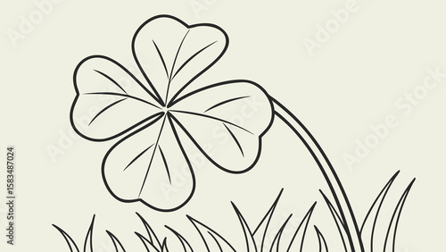 A simple line drawing of a four-leaf clover, symbolizing good luck and nature's beauty.