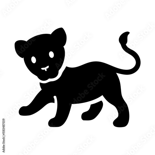 Playful lion cub silhouette design showing affectionate interaction