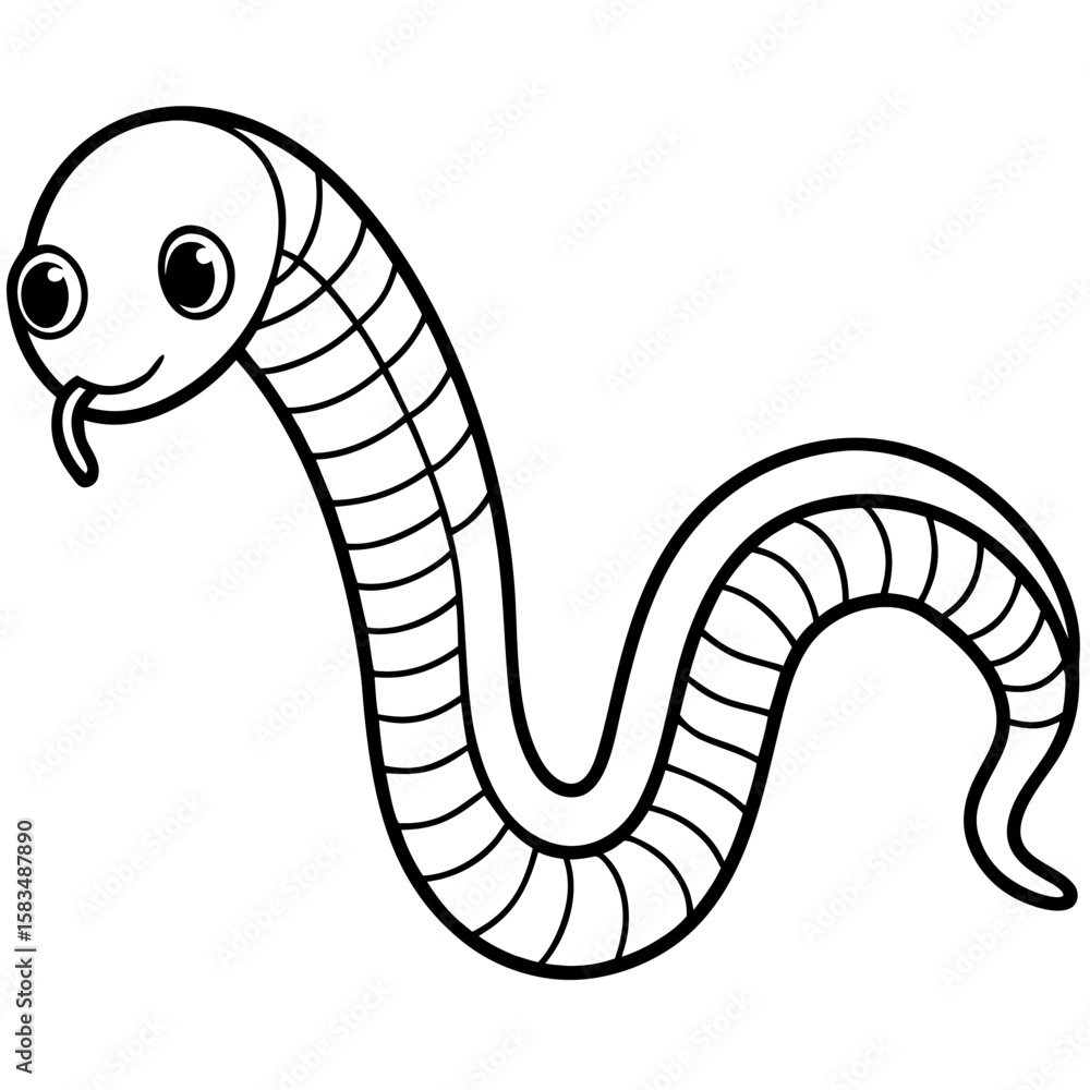 Fototapeta premium Earthworm line art vector