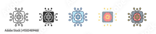 Machine Learning Icon Set Multiple Style Collection