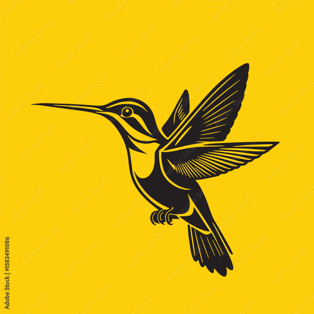Obraz premium Minimalist Hummingbird Icon