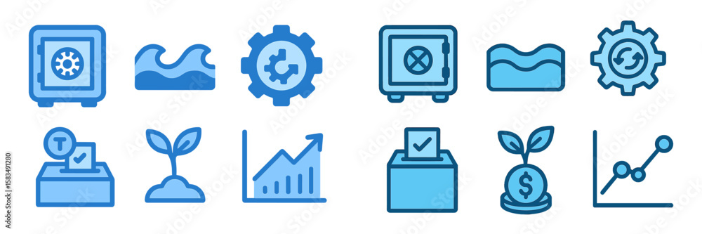 Obraz premium Simple and effective icons representing finance, growth, and sustainability in a modern design style